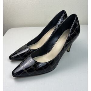 BOTKIER New York Dark Brown Croc Embossed Patent Leather Pointed Toe Pump Size 8